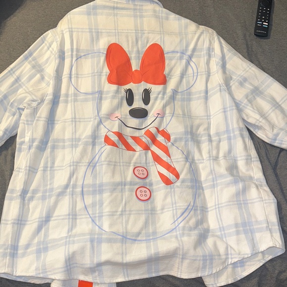 Cakeworthy Plaid Shirt with Minnie Mouse Snowman Design Large - Picture 1 of 7
